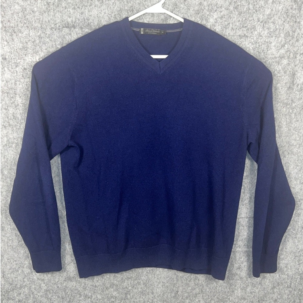 Bruno Ferraro Men's Pure‎ Cashmere V-Neck Sweater Navy Blue XL RN 73597